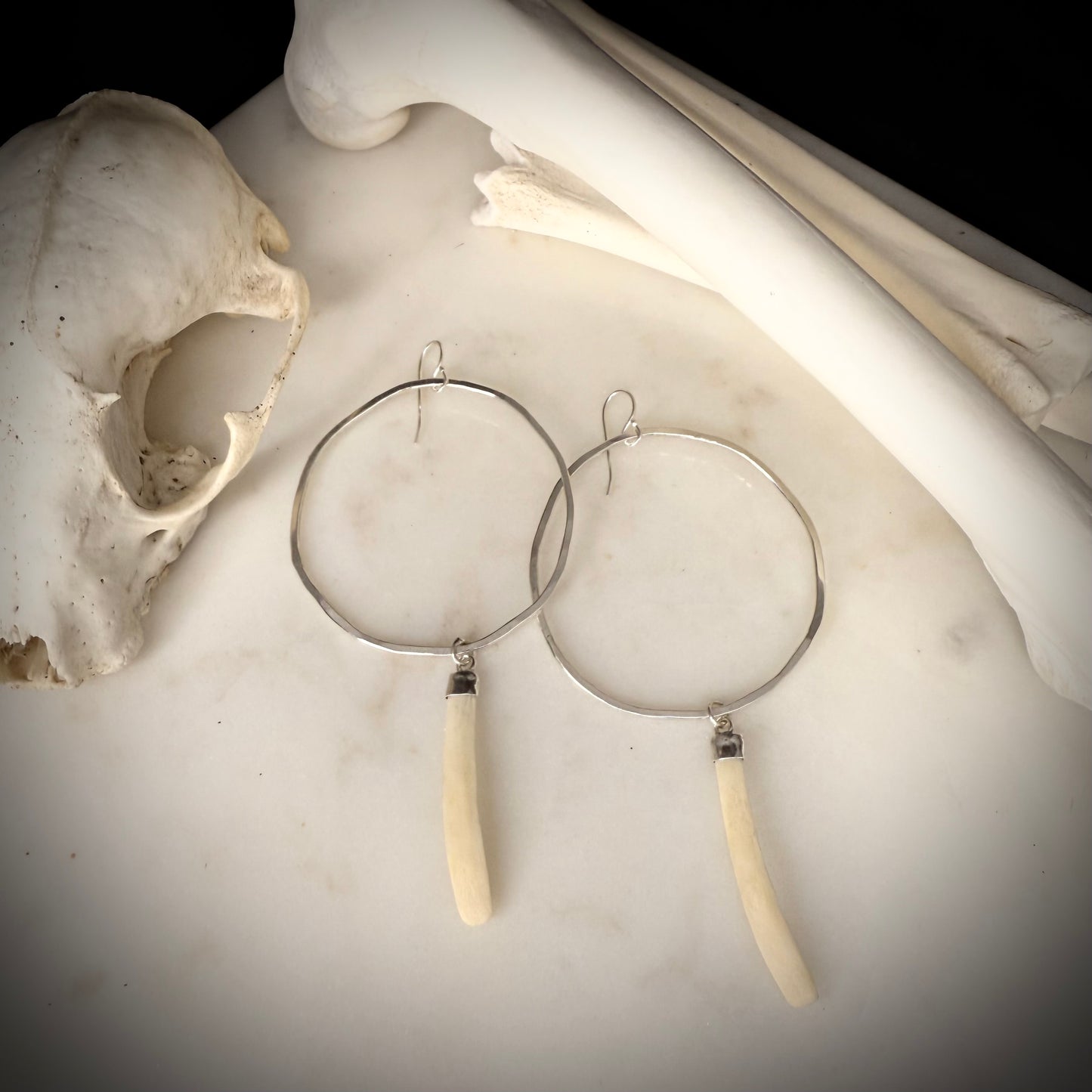large hoop earrings with genuine fox rib