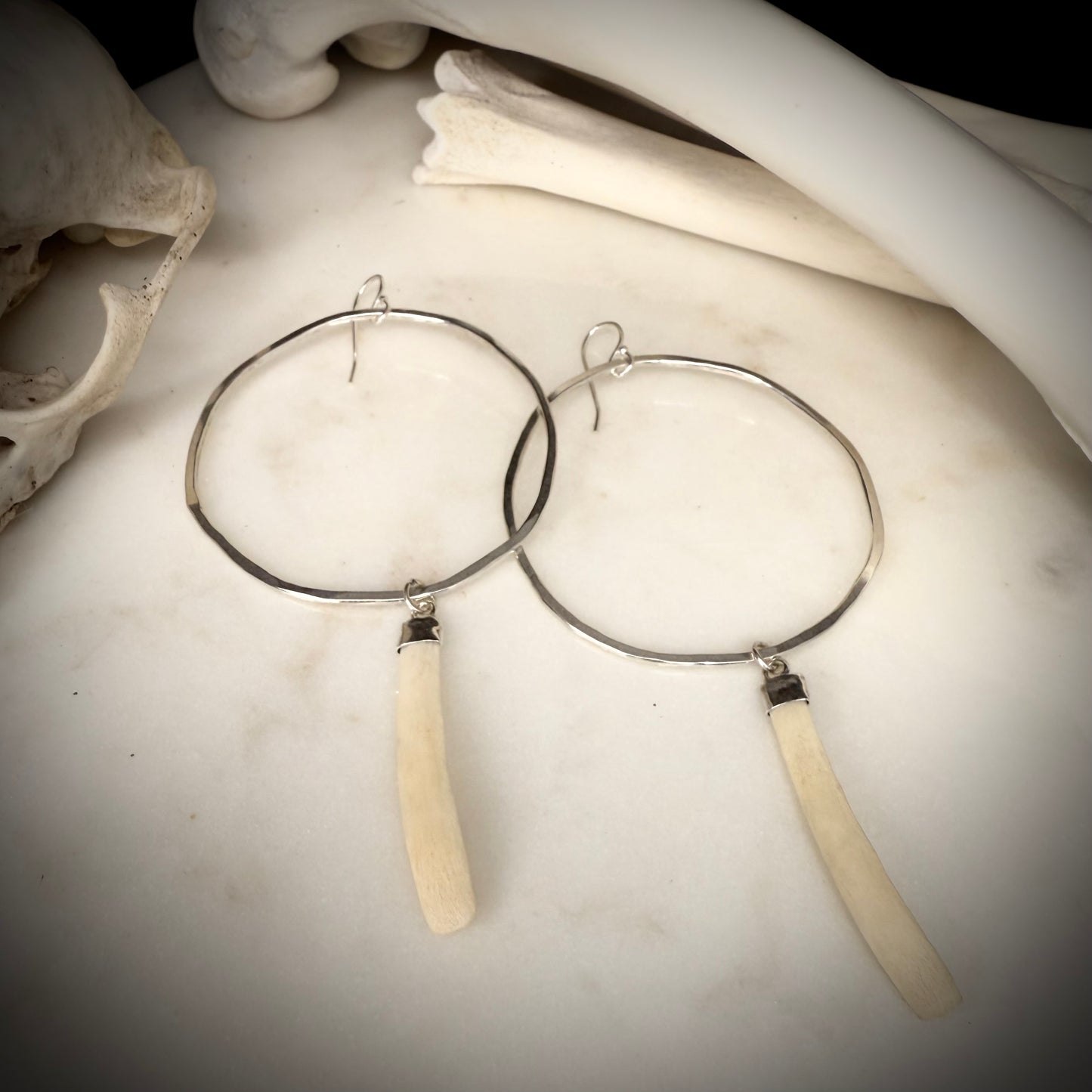 large hoop earrings with genuine fox rib