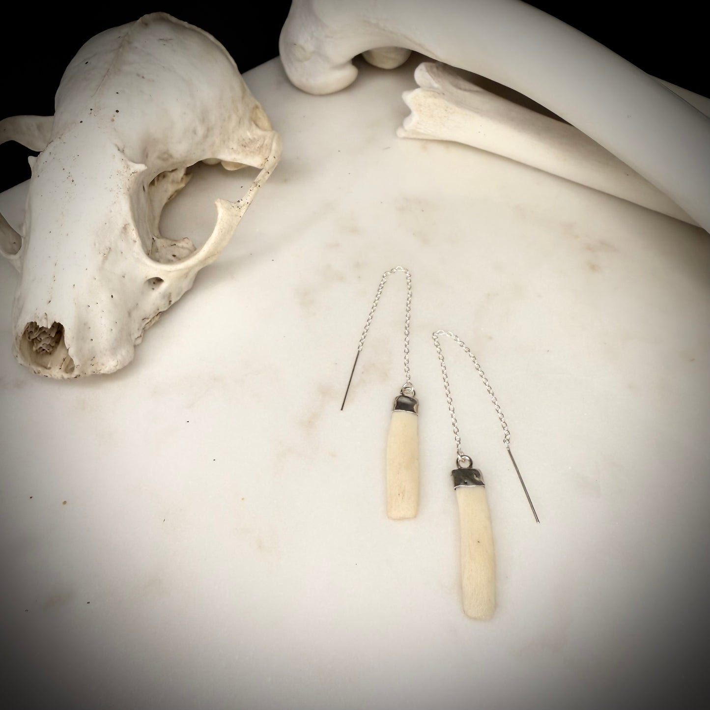 threader earrings with fox ribs flat