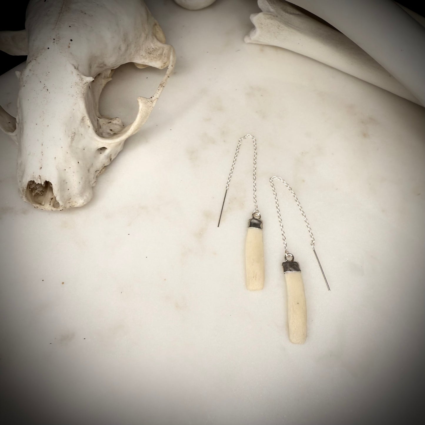 threader earrings with fox ribs flat