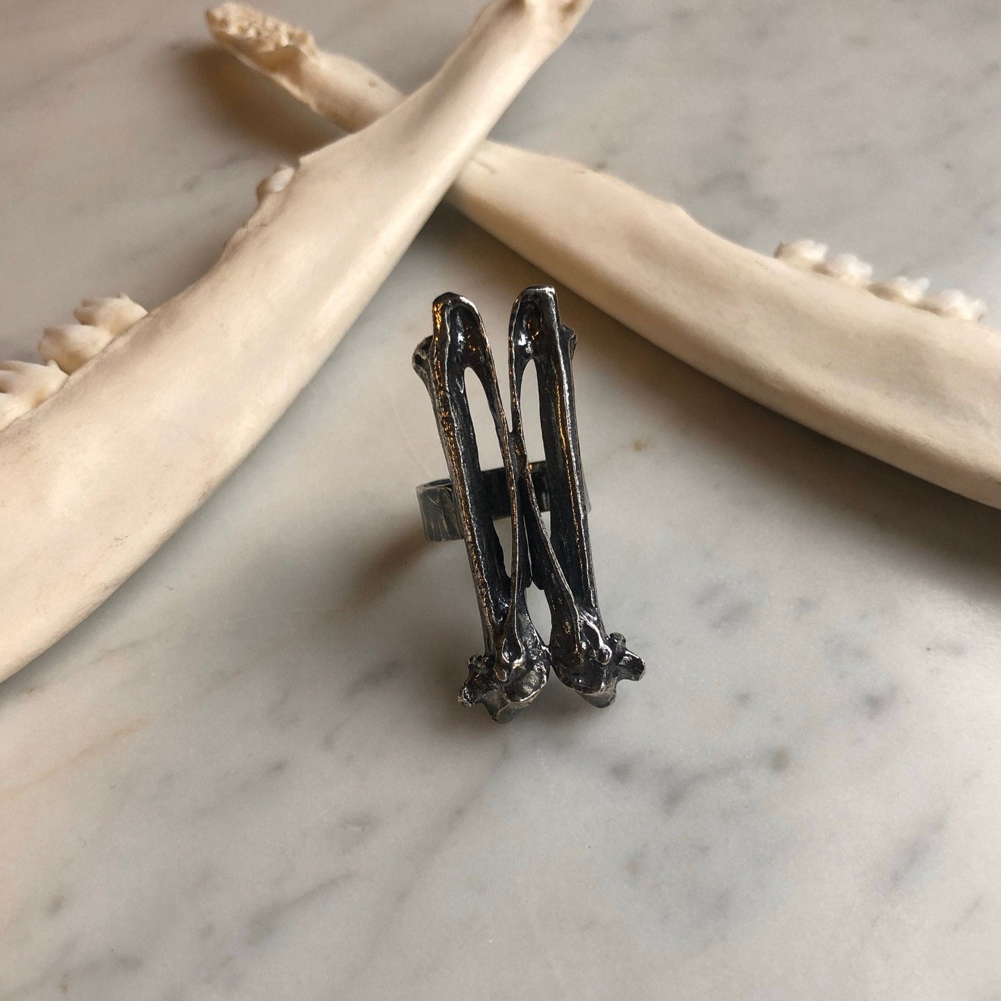 Crow wing bone ring