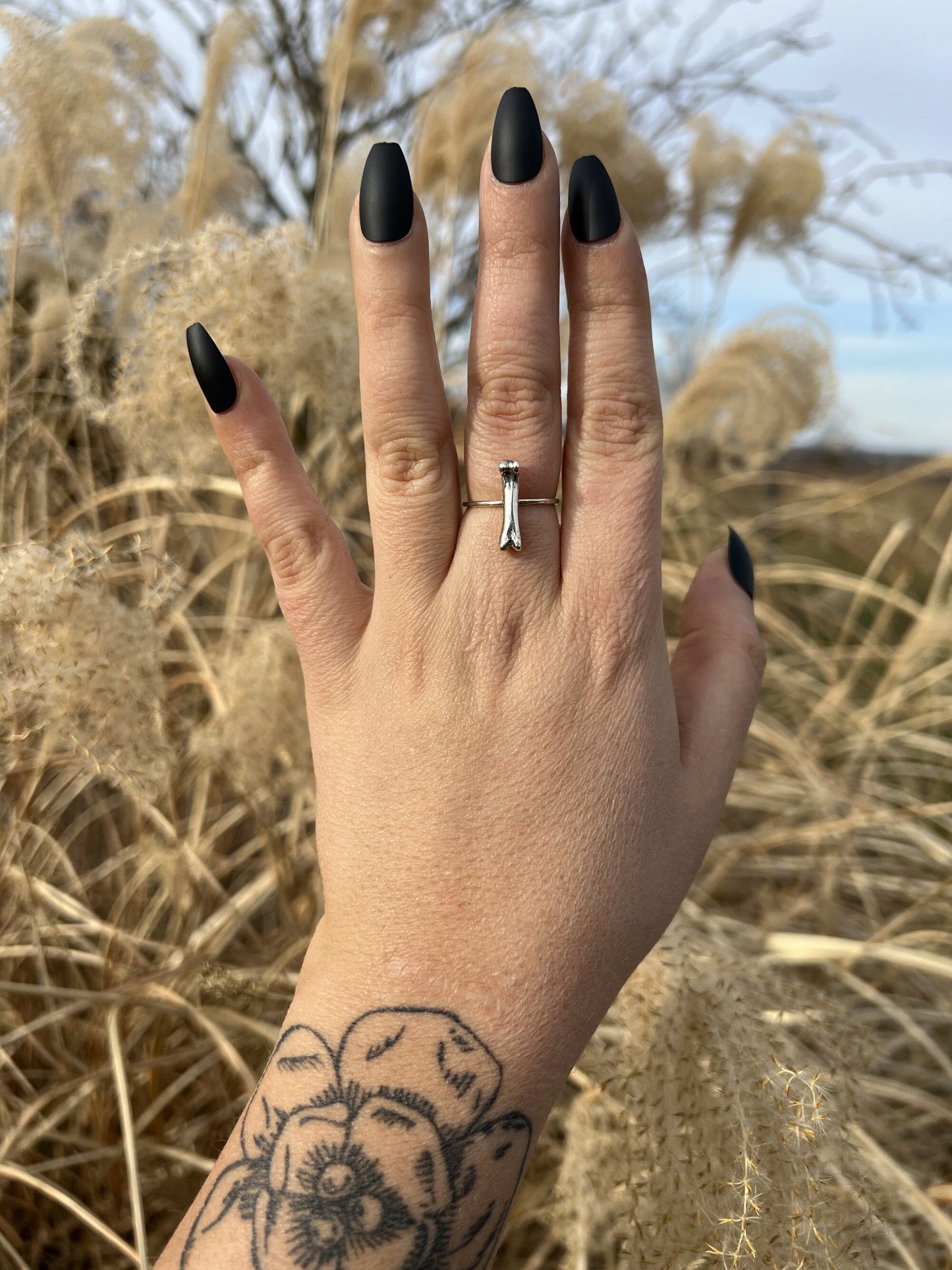 Long Fox Toe Bone Ring