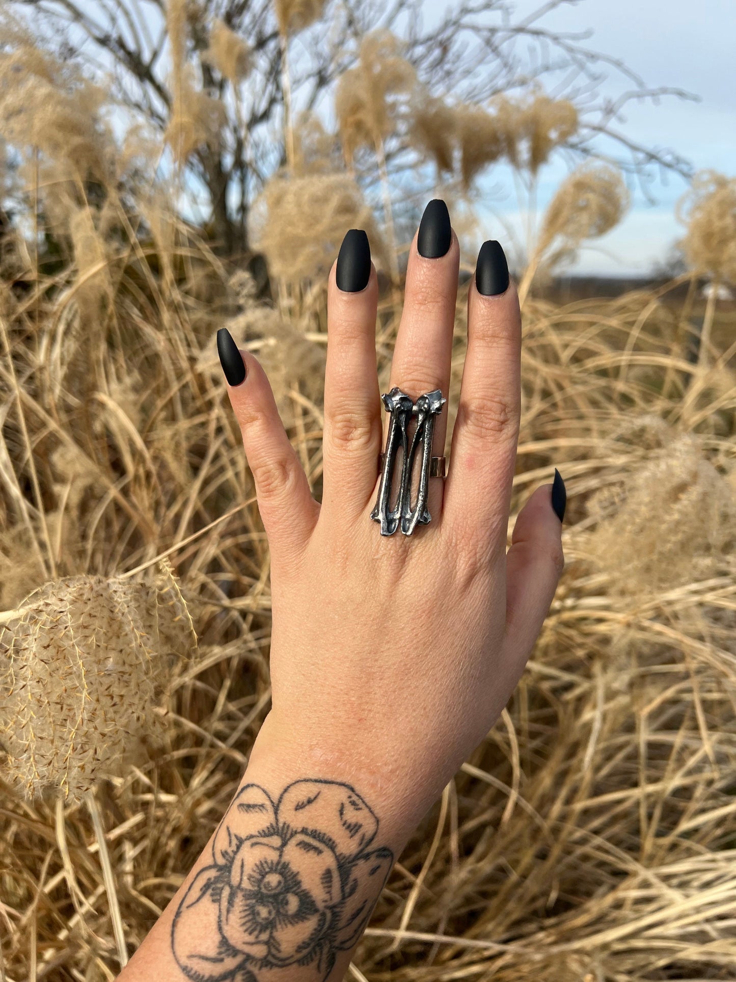 Crow wing bone ring