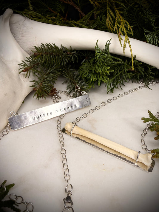 Vulpes vulpes genuine bone bar necklace