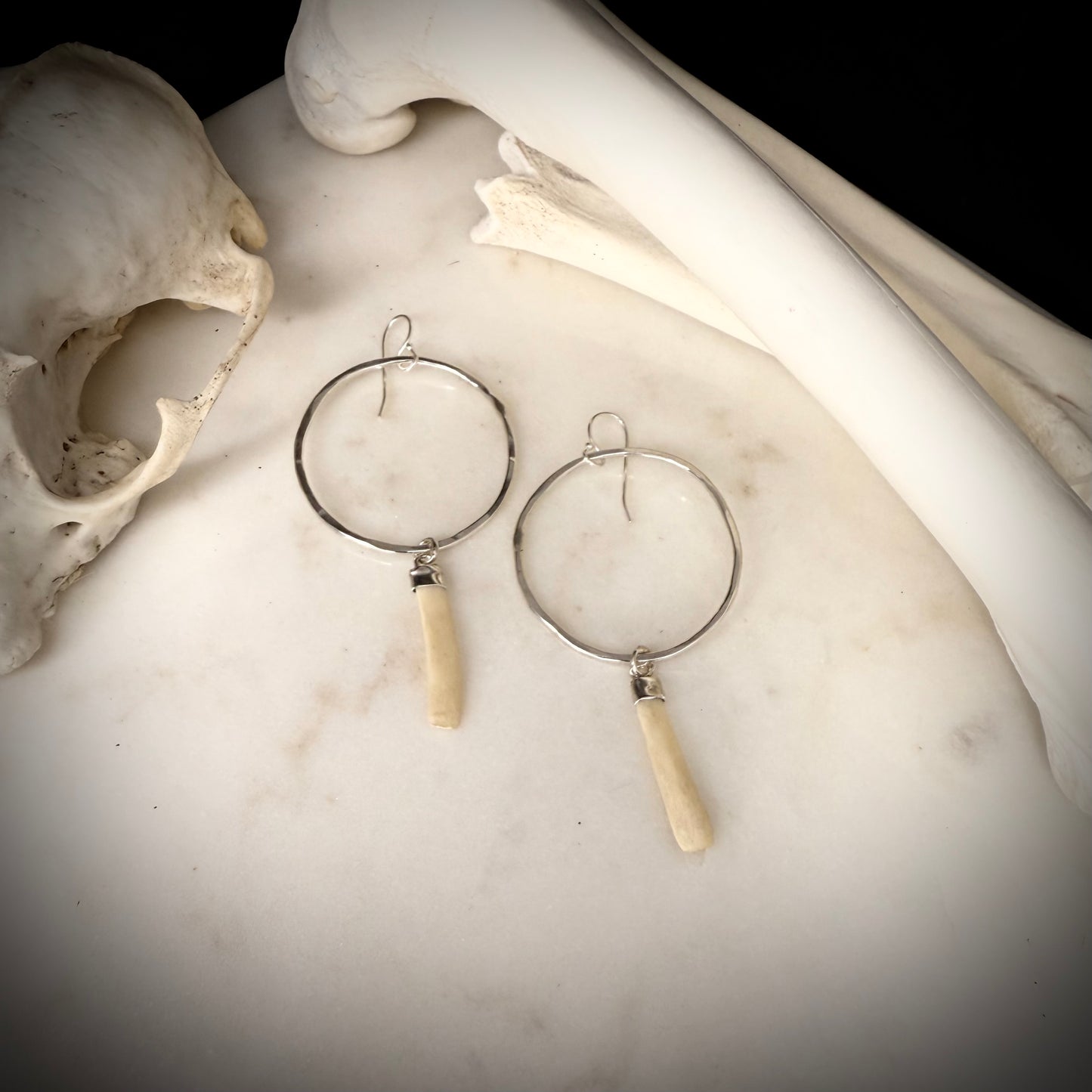 small hoop earrings with genuine fox rib