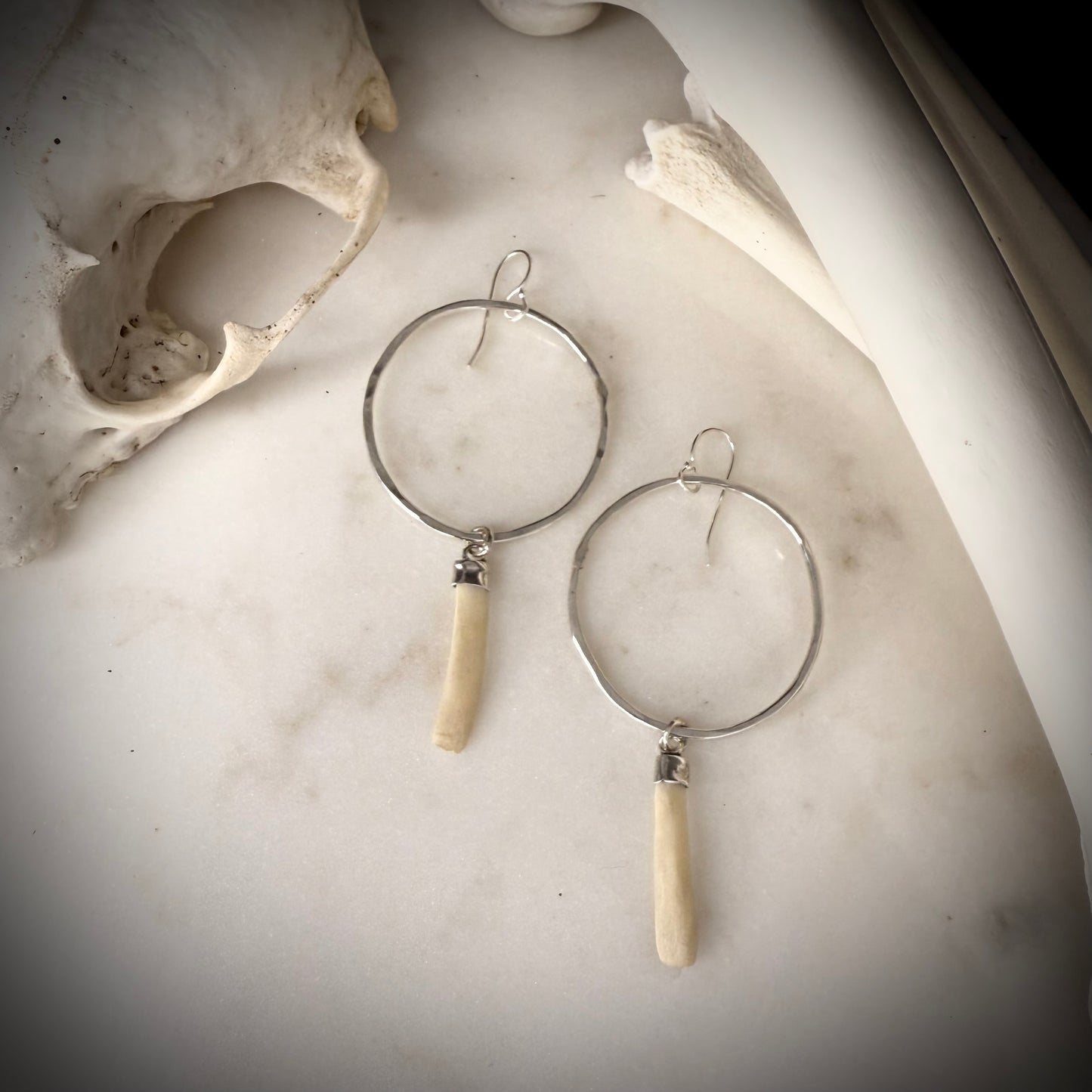 small hoop earrings with genuine fox rib
