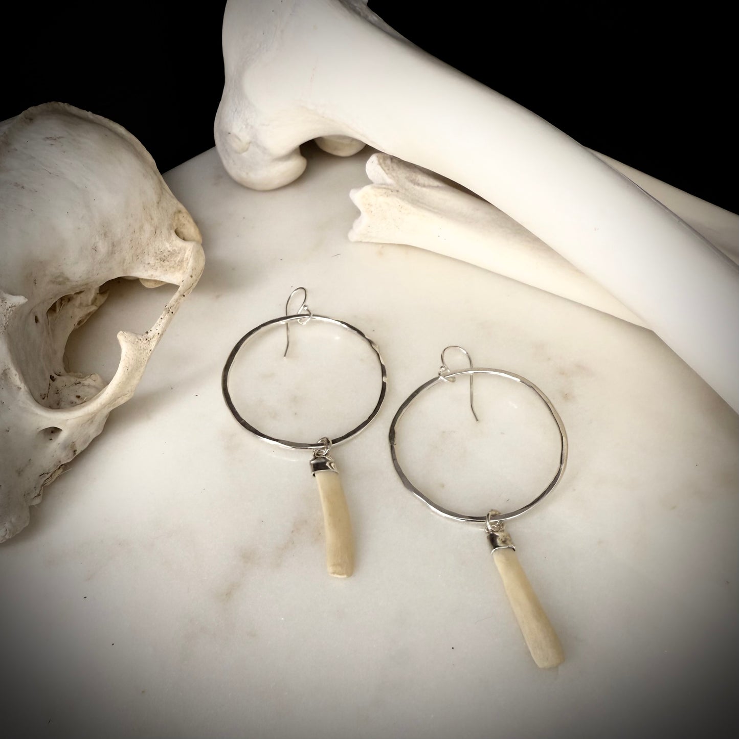 small hoop earrings with genuine fox rib