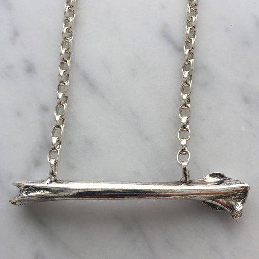 Rabbit Femur Necklace with Rollo Chain